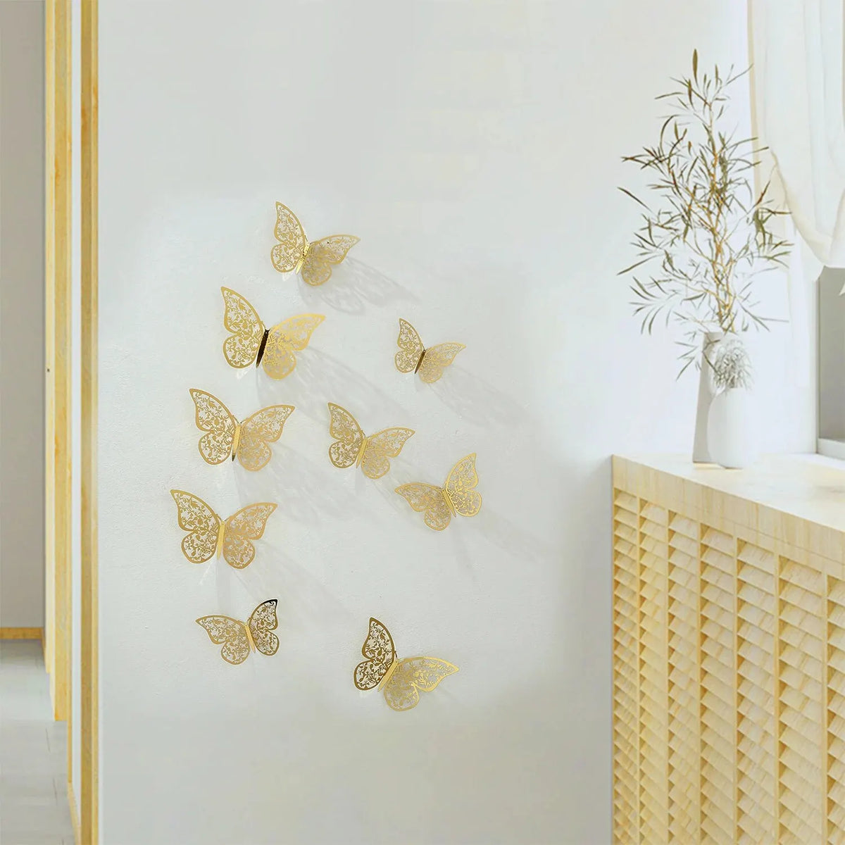 Papillons 3D en papier ajouré, lot de 12