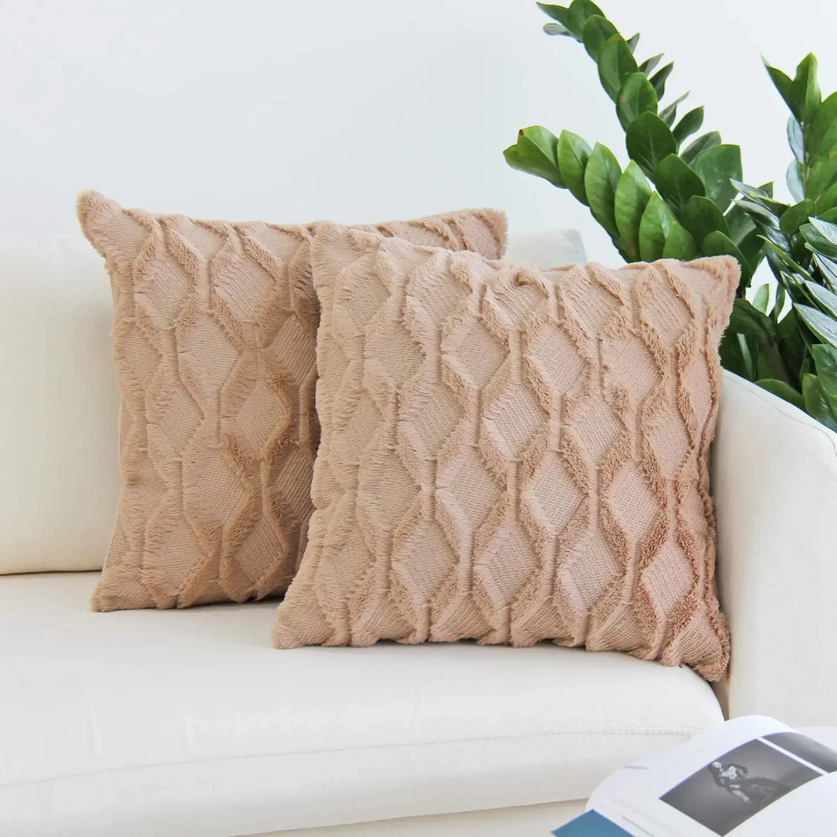 Housse de coussin en peluche douce et moelleuse