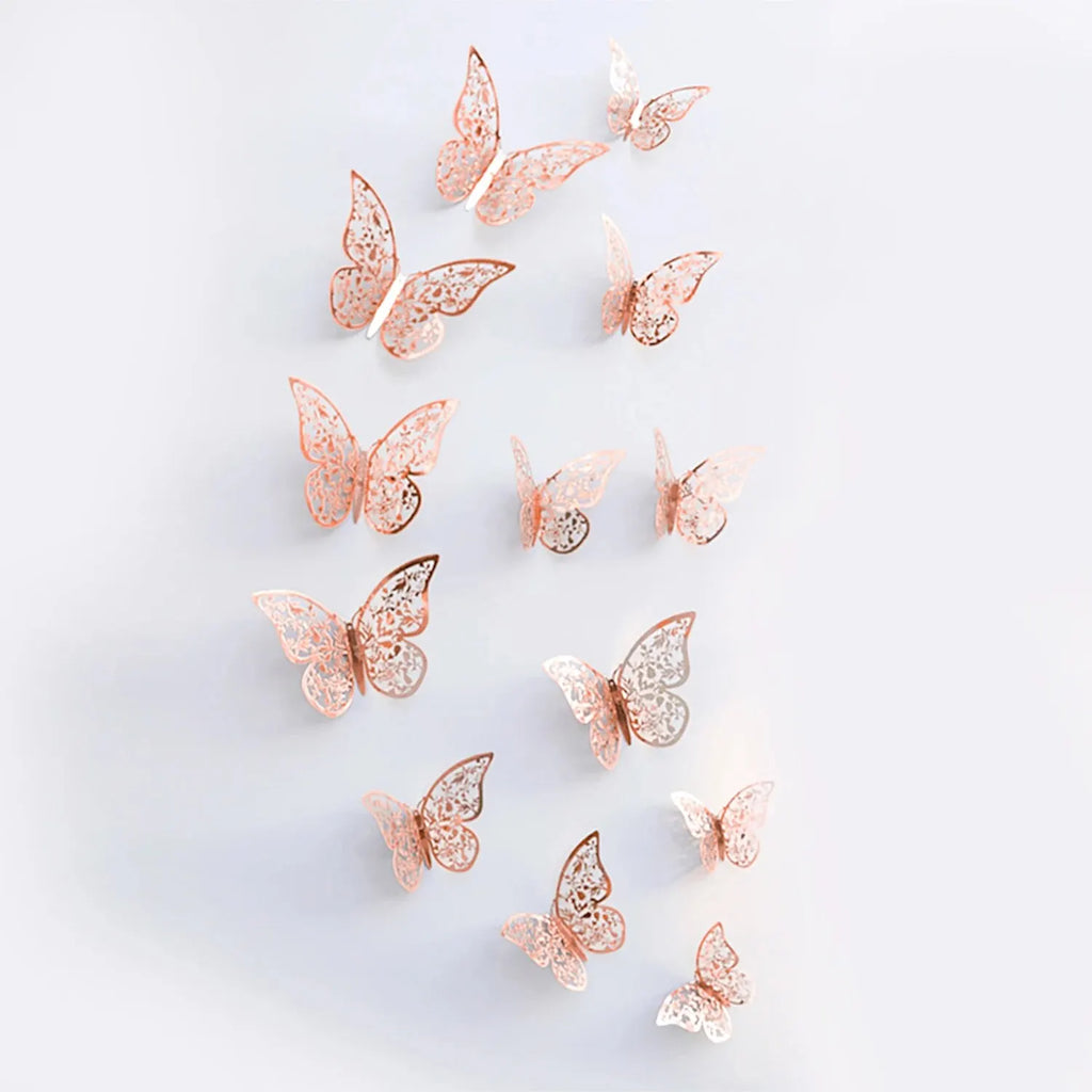 Papillons 3D en papier ajouré, lot de 12