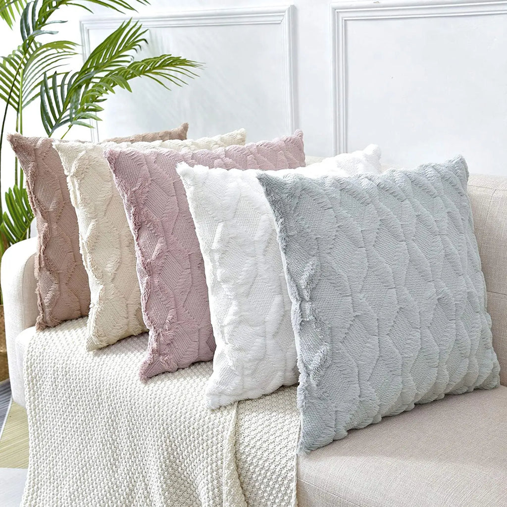 Housse de coussin moelleuse, 4 tailles et 6 coloris