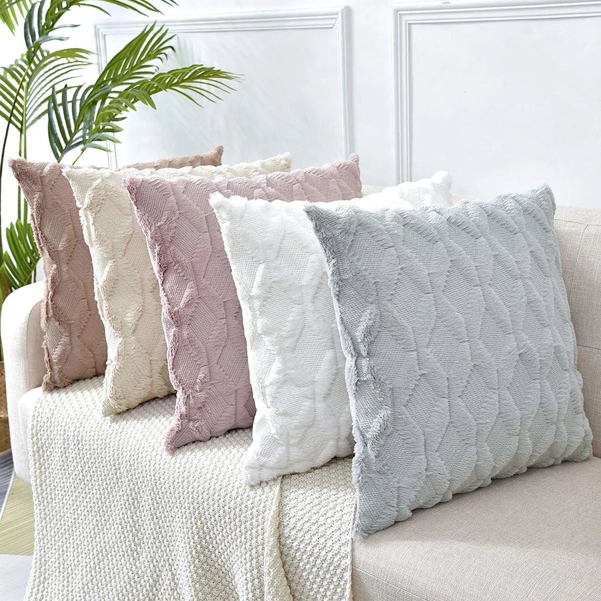 Housse de coussin moelleuse, 4 tailles et 6 coloris