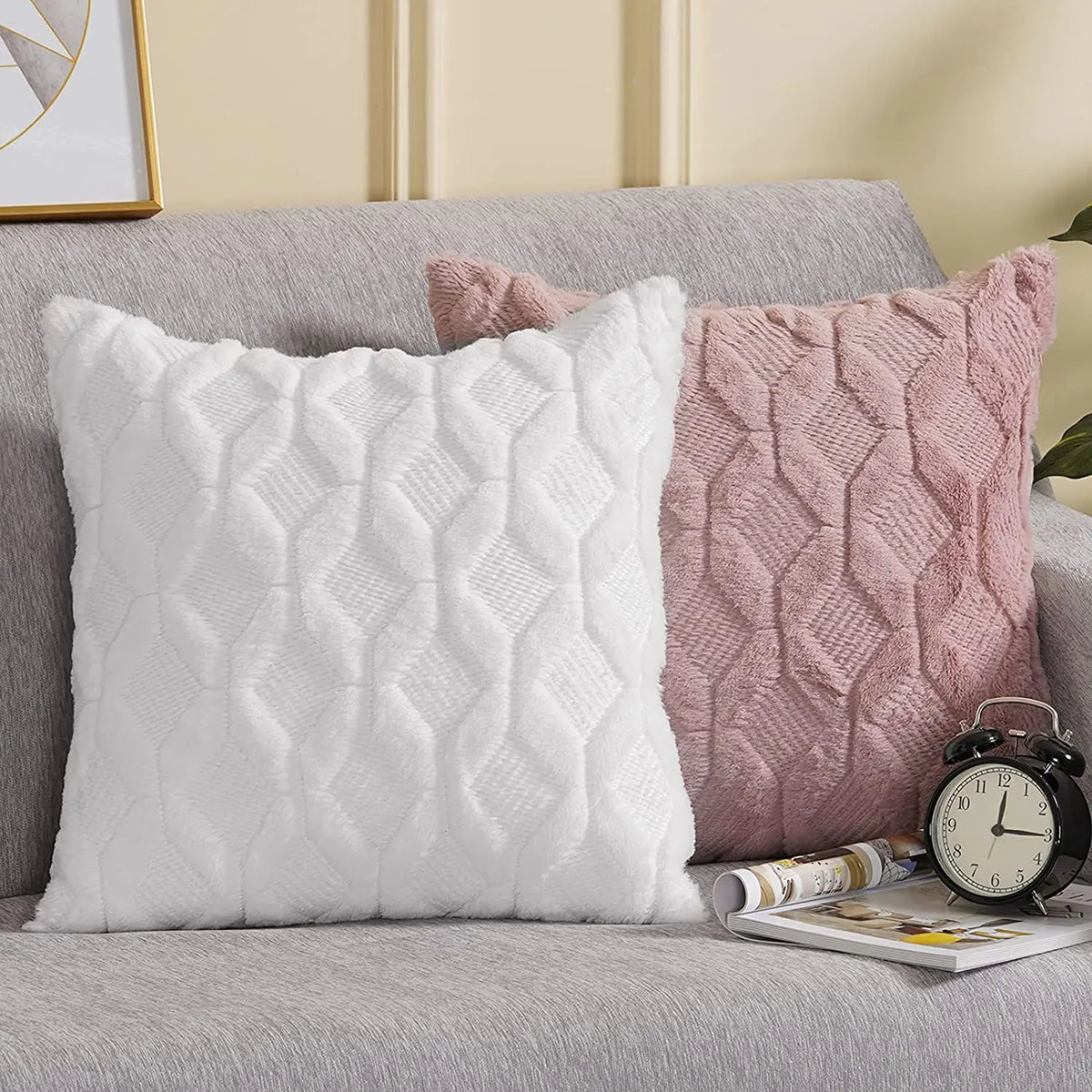 Housse de coussin moelleuse, 4 tailles et 6 coloris