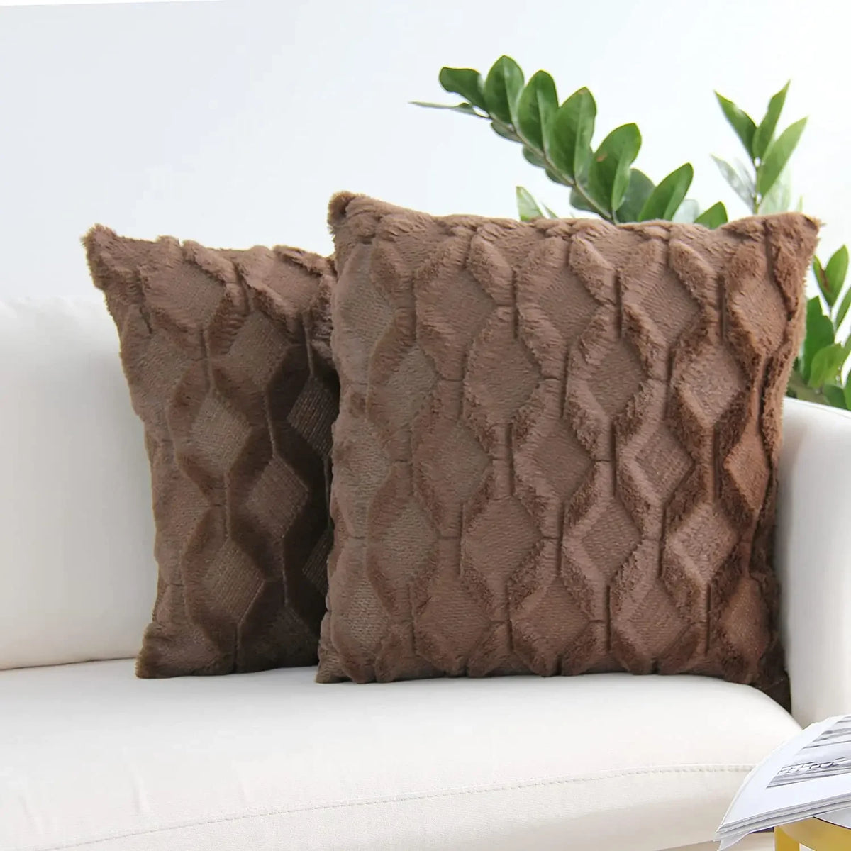 Housse de coussin en peluche douce et moelleuse