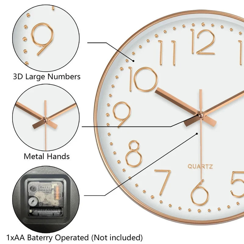 Horloge murale silencieuse minimaliste 8 pouces