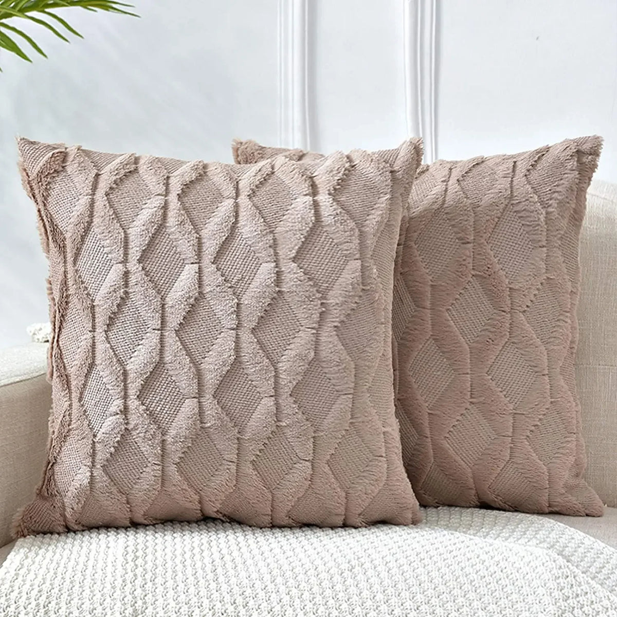 Housse de coussin en peluche douce et moelleuse