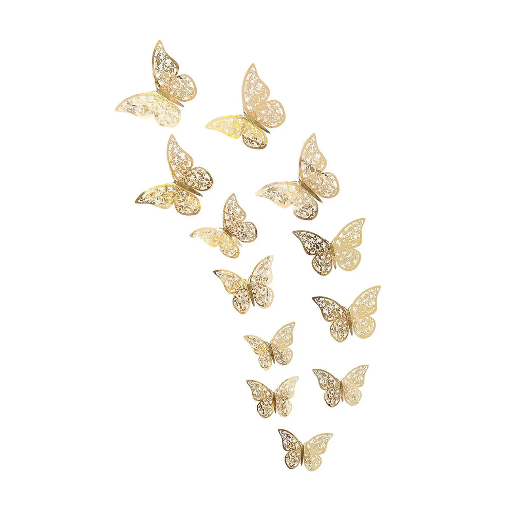 Papillons 3D en papier ajouré, lot de 12
