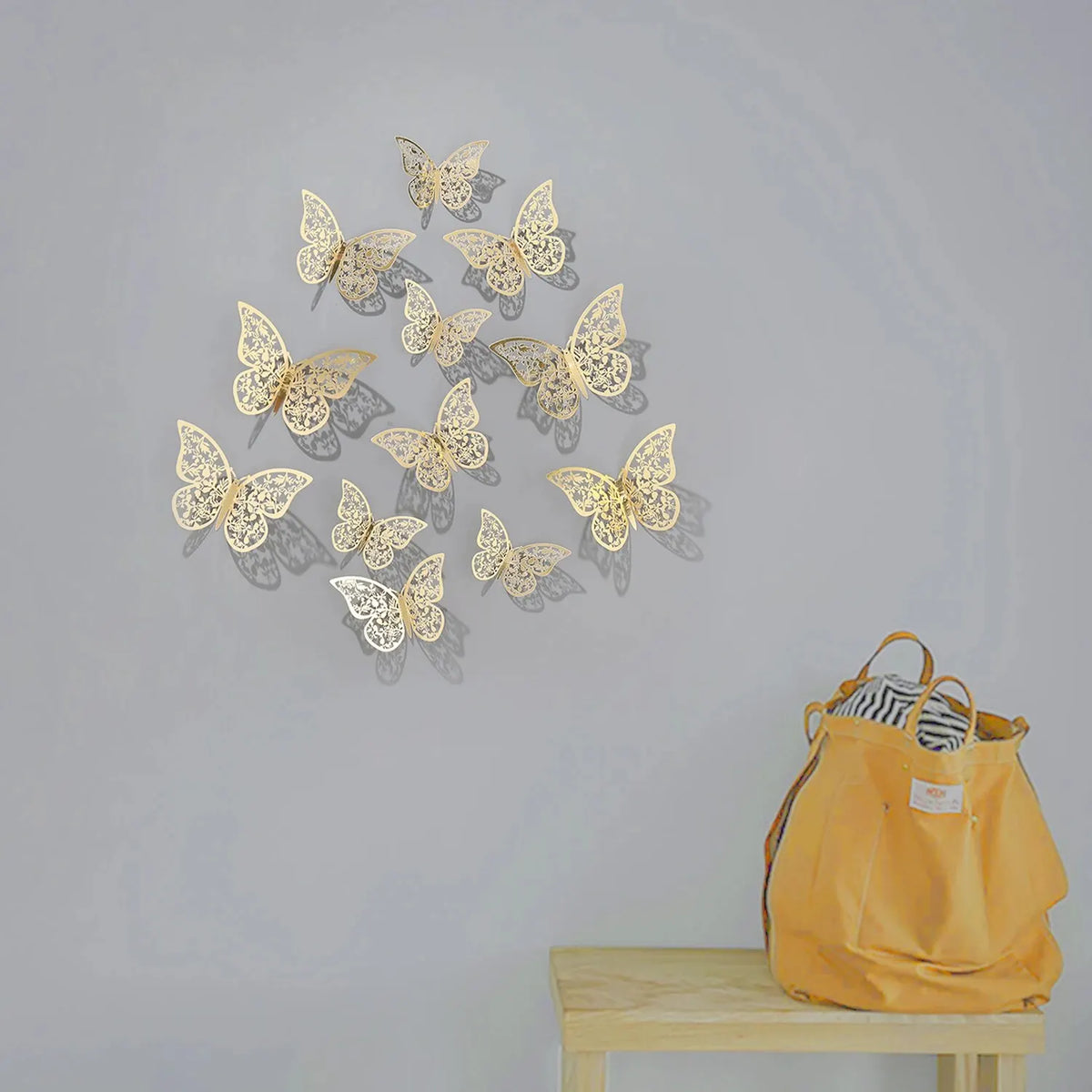 Papillons 3D en papier ajouré, lot de 12