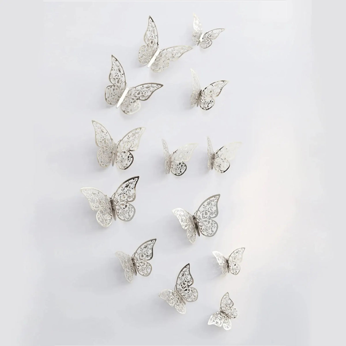 Papillons 3D en papier ajouré, lot de 12