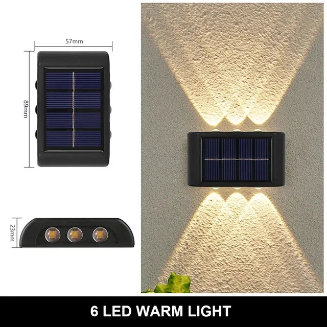 Lampe murale solaire étanche, lumière chaude haut et bas