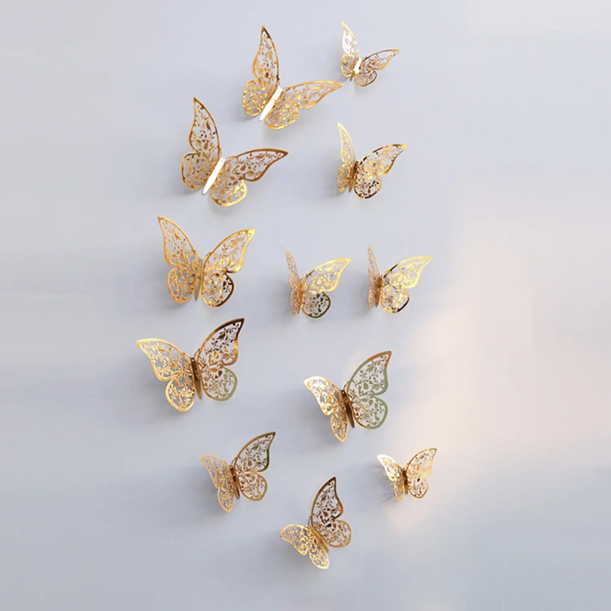 Papillons 3D en papier ajouré, lot de 12