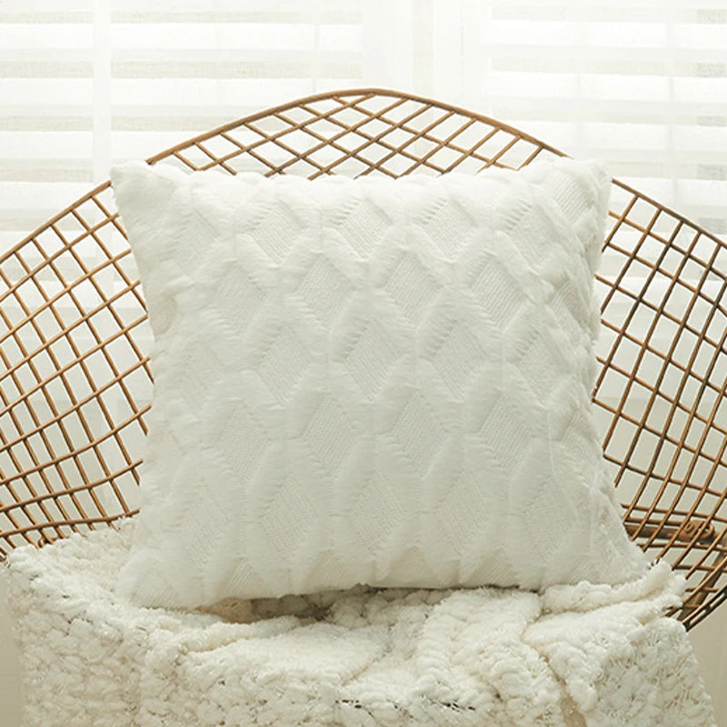 Housse de coussin moelleuse, 4 tailles et 6 coloris