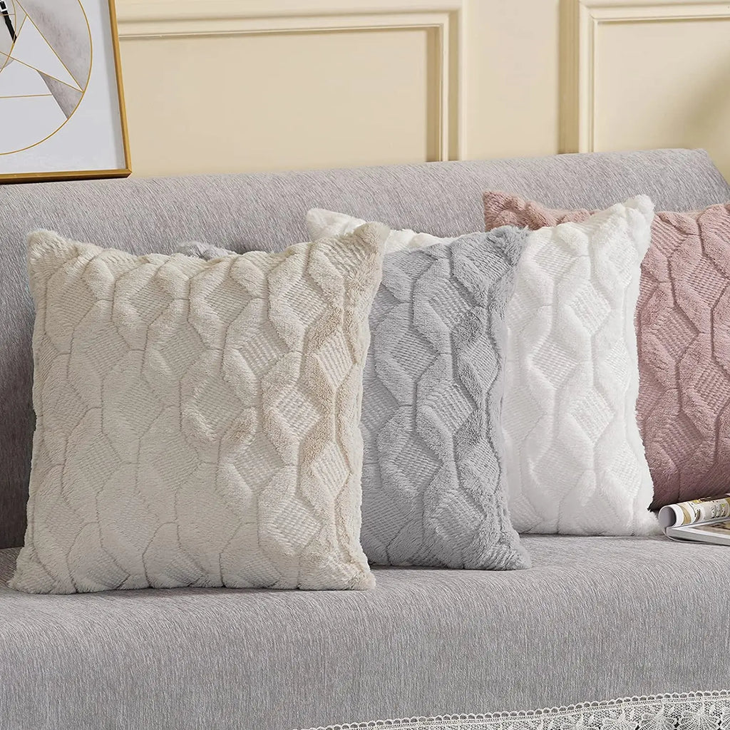 Housse de coussin moelleuse, 4 tailles et 6 coloris