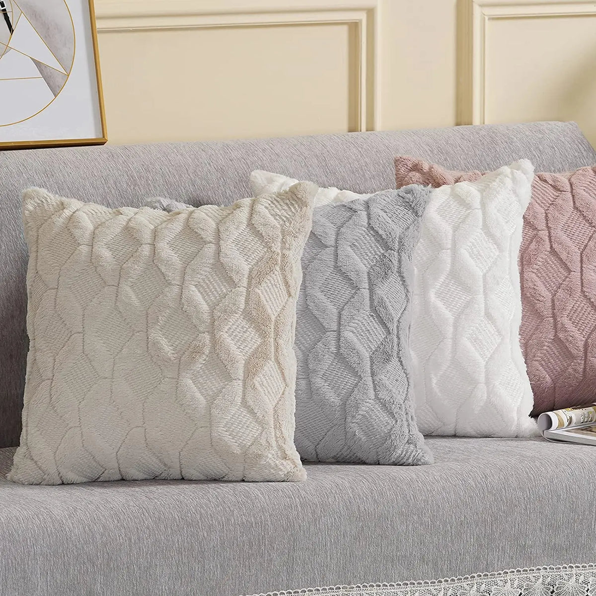 Housse de coussin moelleuse, 4 tailles et 6 coloris