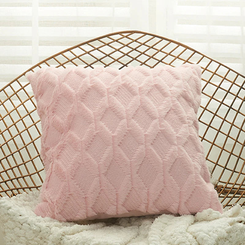 Housse de coussin moelleuse, 4 tailles et 6 coloris