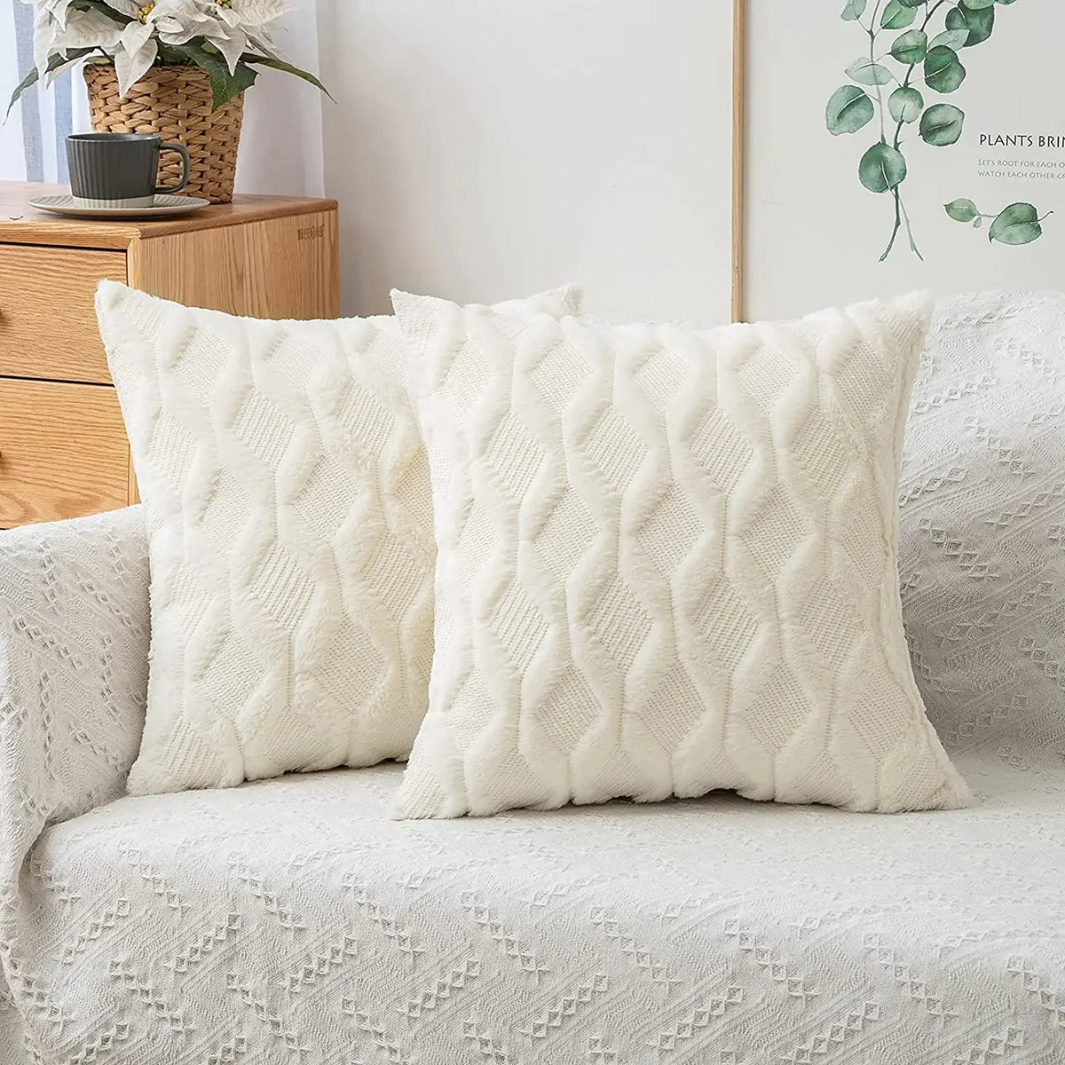 Housse de coussin en peluche douce et moelleuse