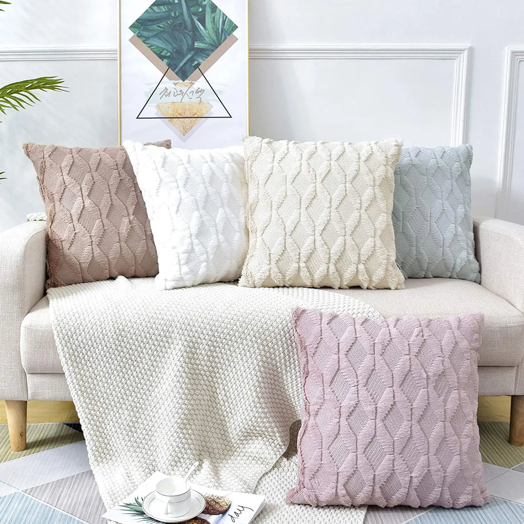 Housse de coussin moelleuse, 4 tailles et 6 coloris