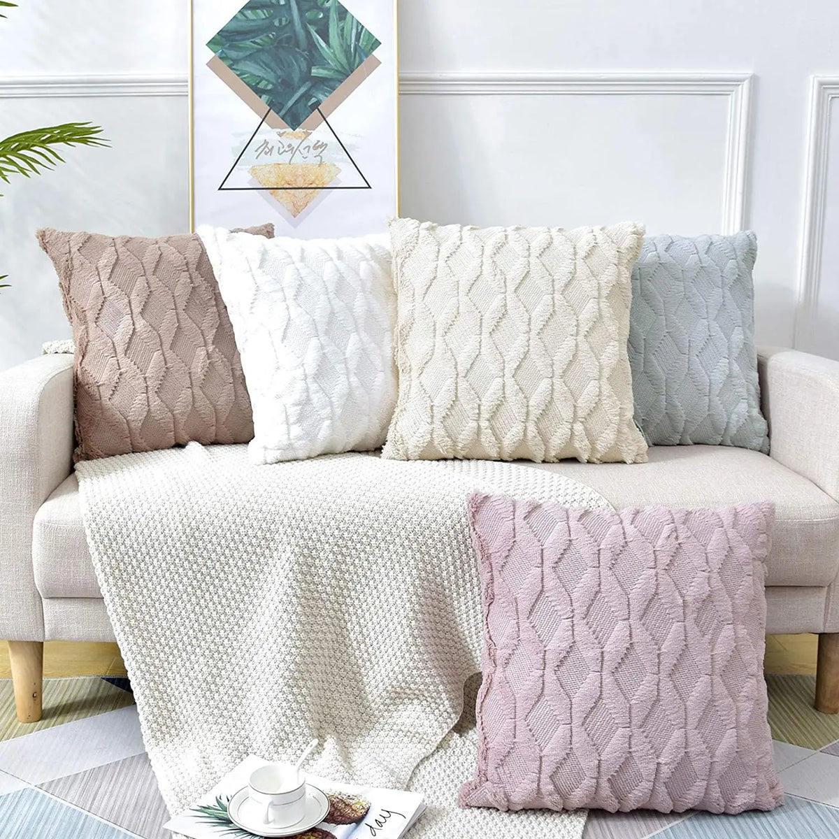 Housse de coussin moelleuse, 4 tailles et 6 coloris