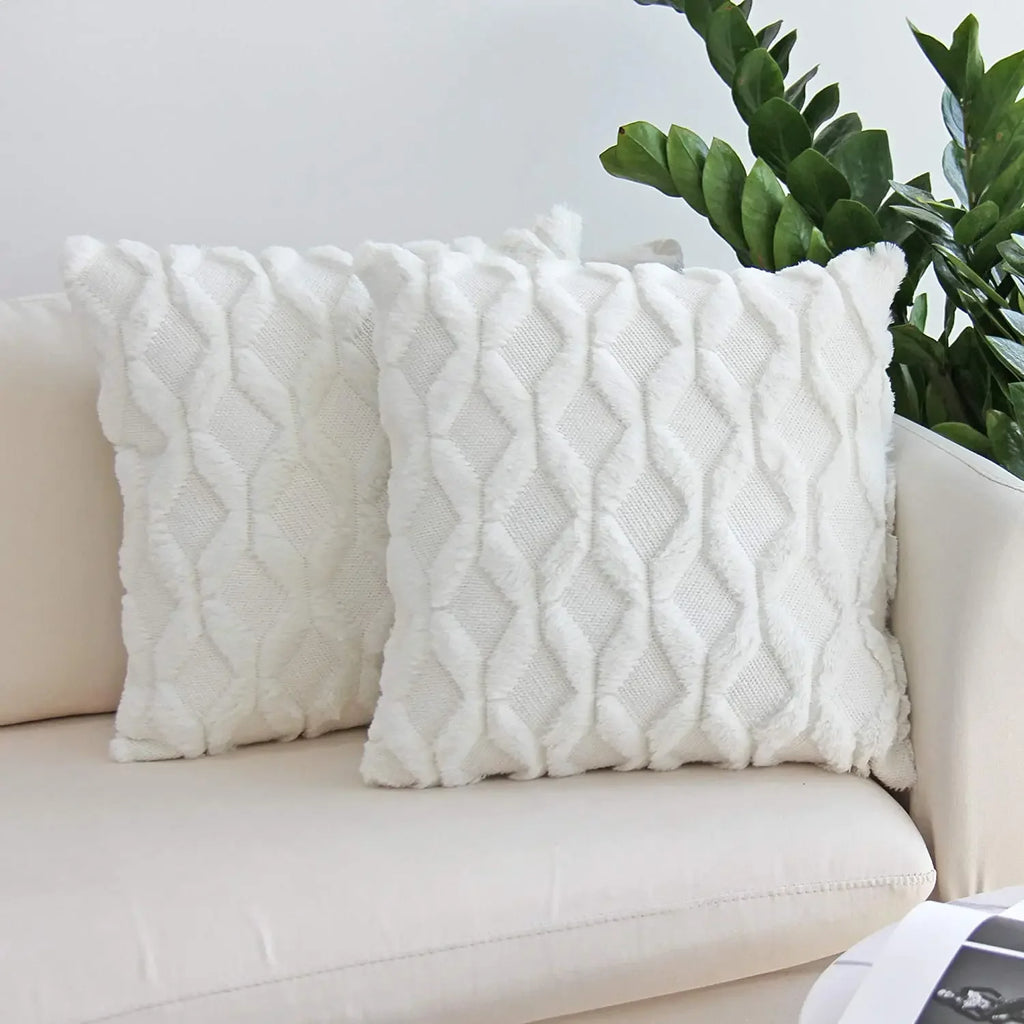 Housse de coussin en peluche douce et moelleuse