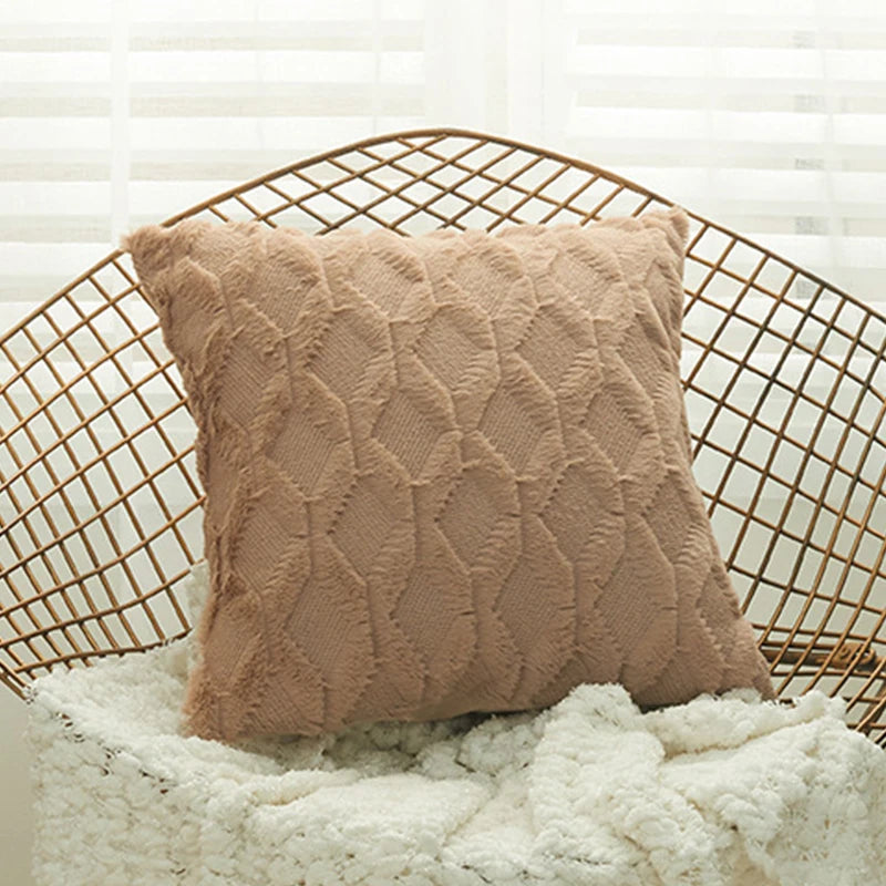 Housse de coussin moelleuse, 4 tailles et 6 coloris