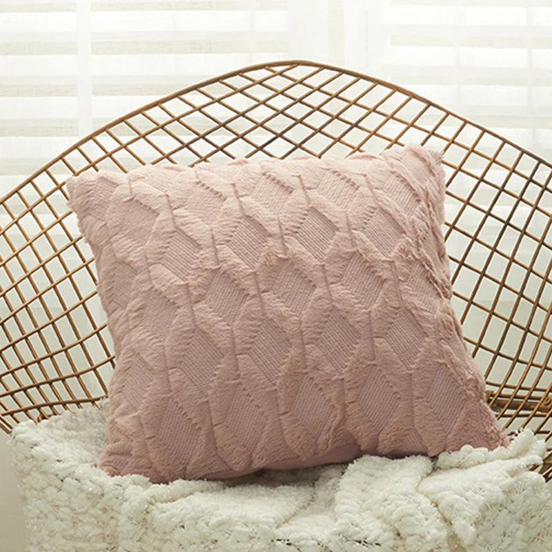 Housse de coussin moelleuse, 4 tailles et 6 coloris