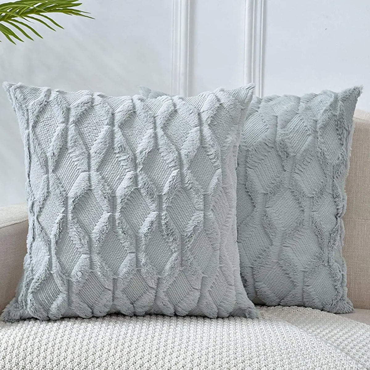Housse de coussin en peluche douce et moelleuse
